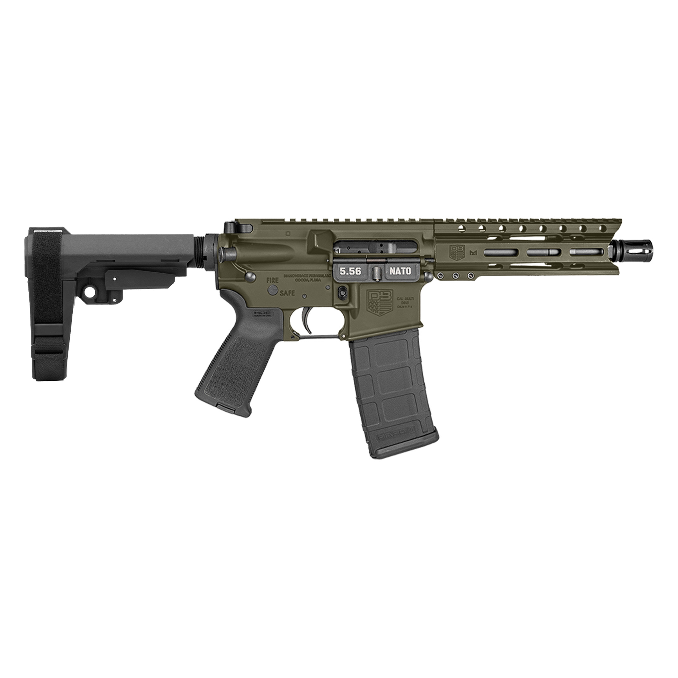 DIAMONDBACK FIREARMS DB-15 PIST 5.56MM ODG 7″ SBA3
