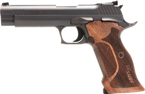 SIG P210 TARGET 9MM 5″ ADJ SGT – (2)8RD WALNUT GRIP BLUED
