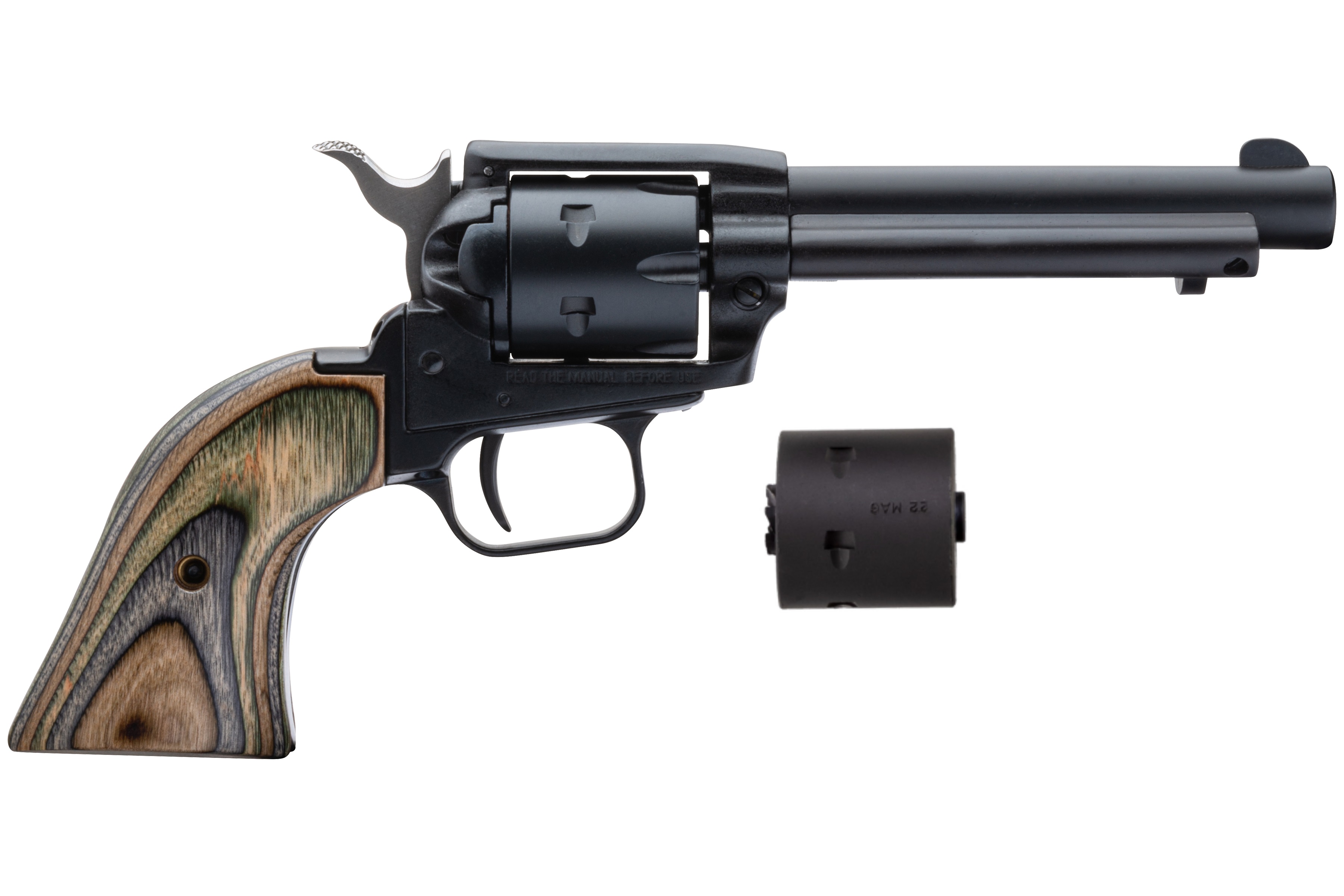 HERITAGE MANUFACTURING 22LR/22M BLK/CAMO LAM 4.75″ FS