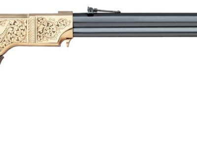 Taylors & Company 550295 1860 Brass Engraved 45 Colt (LC) 13+1 24.25″ Blued Octagon Barrel, Brass Engraved/ Brass Receiver, Walnut/ Wood Stock, Right Hand