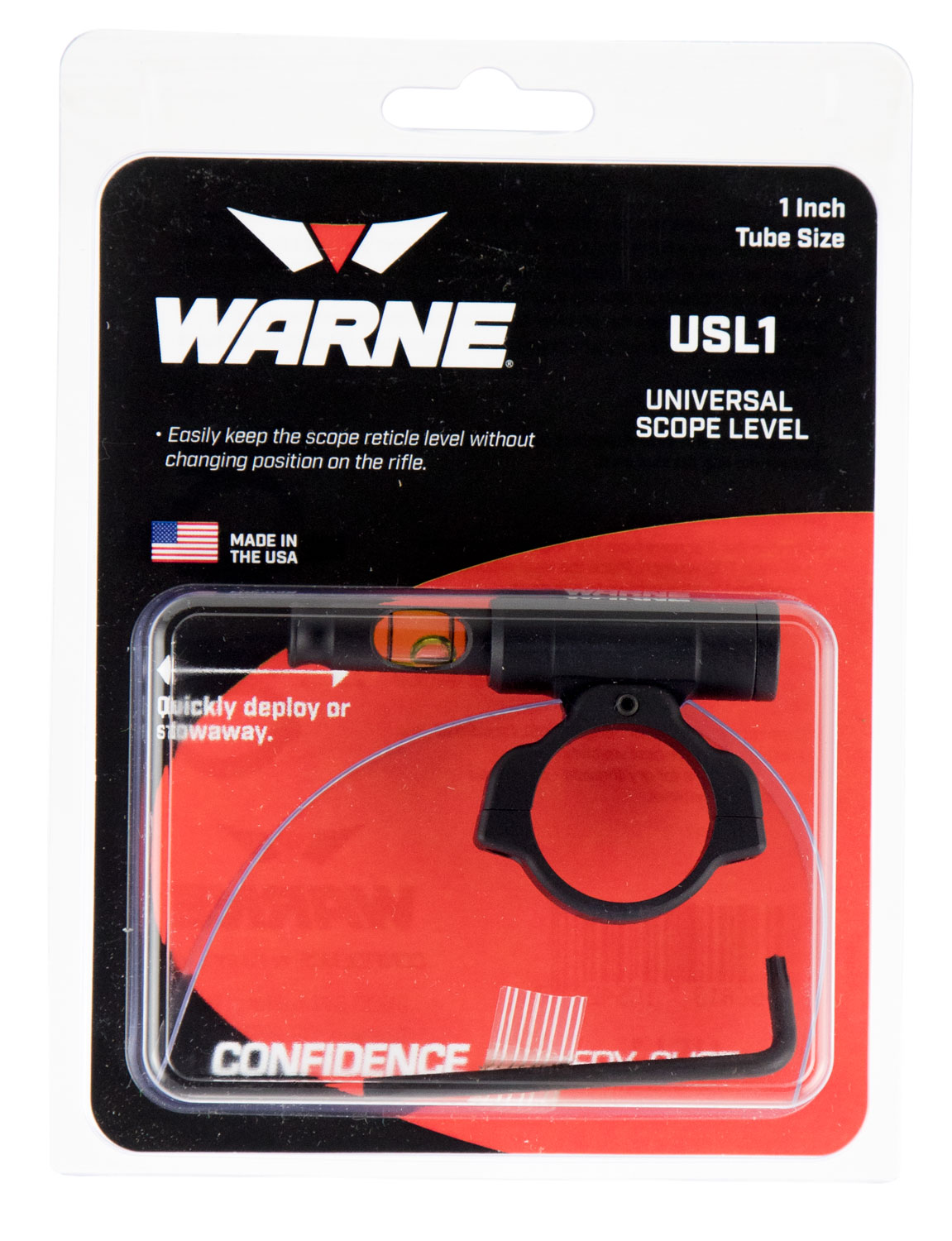 Warne USL1 Universal Scope Level  1″ Tube Diameter Universal Aluminum Black