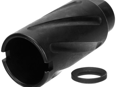 TacFire MZ10073B Spiral Fluted Muzzle Brake Black Oxide Steel with 5/8″-24 tpi Threads, 2.60″ OAL & 1.12″ Diameter for 308 Win AR-10