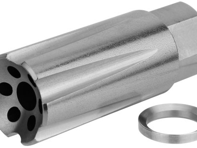 TacFire MZ10209MMSS Linear Compensator Stainless Steel with 1/2″-36 tpi Threads, 2.05″ OAL & 0.87″ Diameter for 9mm Luger AR-Platform