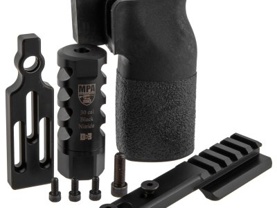 MasterPiece Arms 308PMRACCBUNDLE ACCBundle  DN3 Muzzle Brake, Vertical Grip, V4 Spigot Mount & Bag Rider For 308 Win MasterPiece Arms PMR