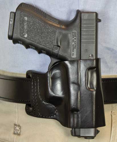 DESANTIS E-GAT SLIDE HOLSTER – OWB RH LEATHER SIG P365 BLACK