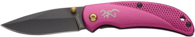 Browning 3220343 Prism 3  EDC Folding 2.38″ Plain Black Oxide 7Cr17MoV SS Blade, Plum w/Brass Accents & Logo Anodized Aluminum Handle, Includes Pocket Clip