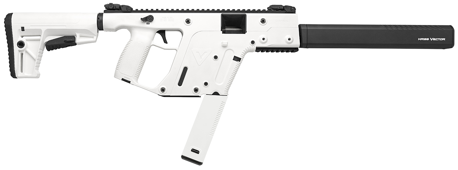 Kriss USA KV45CAP20 Vector CRB Gen2 45 ACP 30+1 16″ Black Nitride Threaded Barrel, Alpine Cerakote Picatinny Rail Aluminum Receiver, Alpine White Synthetic 6 Position Stock Alpine Polymer Grip