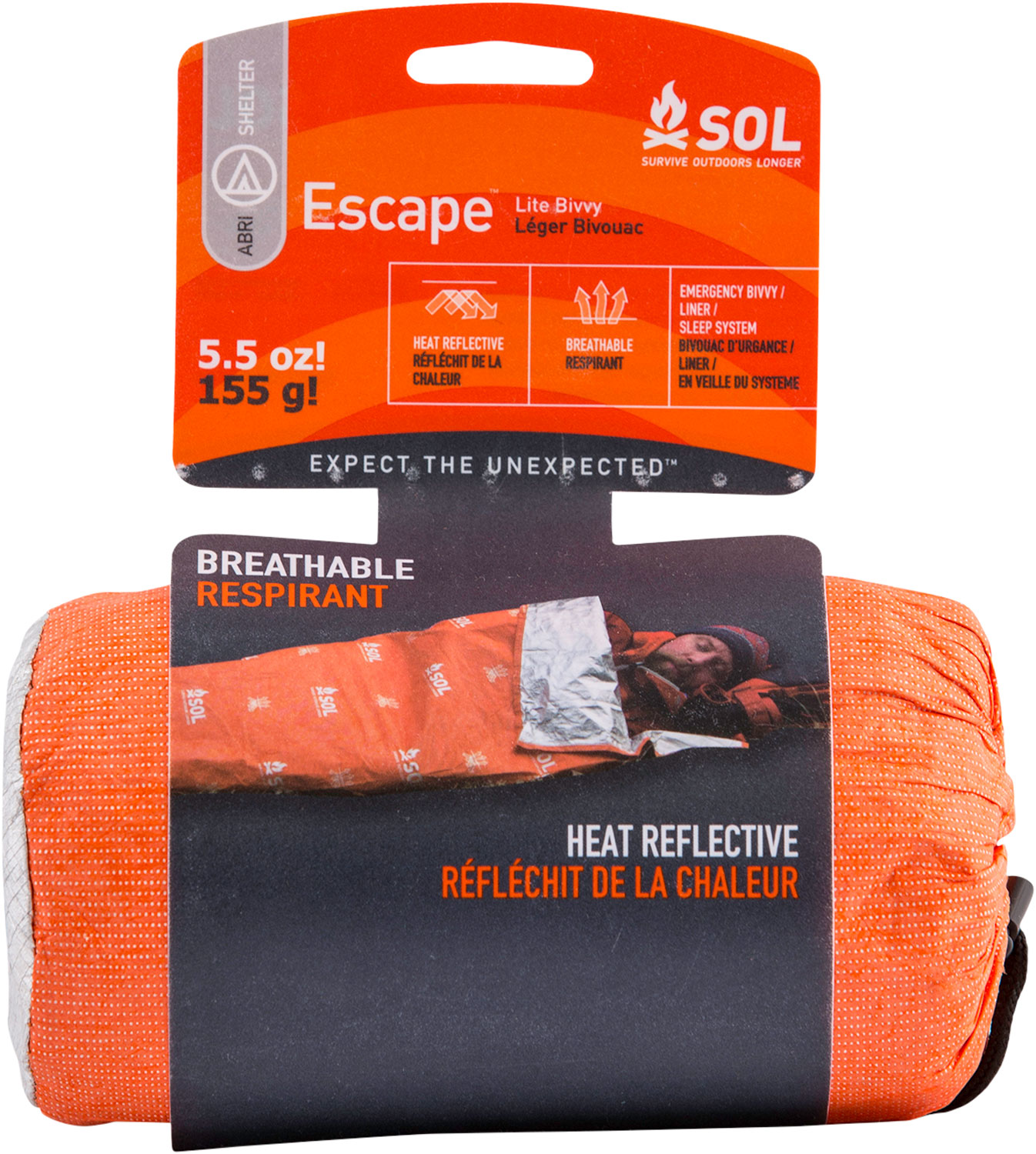 Survive Outdoors Longer 01401227 SOL Bivvy Warmth Waterproof Orange Aluminum-Coated Polyethylene