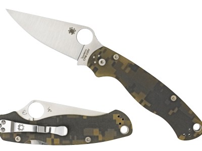 Spyderco C81GPCMOBK2 Para Military 2  3.44″ Folding Drop Point Plain Black CPM S30V SS Blade Digital Camo G10 Handle Includes Pocket Clip