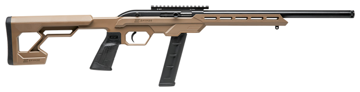 Savage Arms 45125 64 Precision Full Size 22 LR 20+1 16.50″ Matte Black Heavy Threaded Barrel, Matte Black Picatinny Rail Carbon Steel Receiver, M-LOK Handguard, Flat Dark Earth Chassis Synthetic Stock