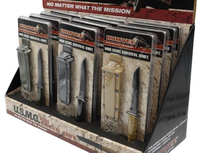 Humvee Adventure Gear HMVDBUSMC Humvee Combat Knife Display 3.5″ USMC Combat Knife Display