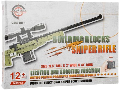 Caliber Gourmet CGBBB1 Sniper Building Blocks  Black/Green Plastic 41″ Long 1491 Pieces