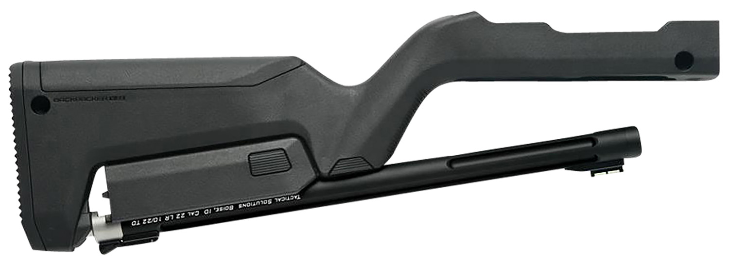 Tactical Solutions TDCMBBBLK X-Ring Takedown Barrel and Stock Combo 22 LR 16.50″ Matte Black Fluted & Threaded with Fiber Optic Sight, Black Magpul Backpacker Stock Fits Ruger 10/22 Takedown