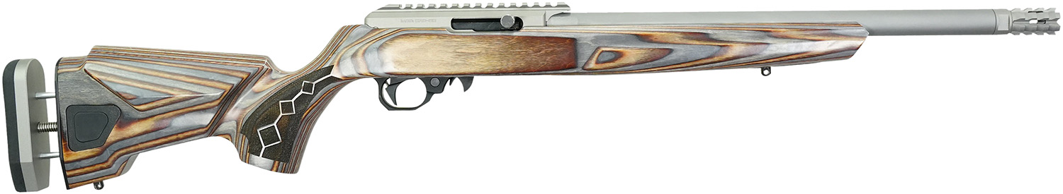 Black Rain Ordnance 22DSC Deluxe  Full Size 22 LR 10+1 16″ Matte Stainless, Threaded Stainless Steel Barrel, Stainless Aluminum w/Accessory Rail Receiver, Shady Camo Boyd’s Agility Stock, Right Hand