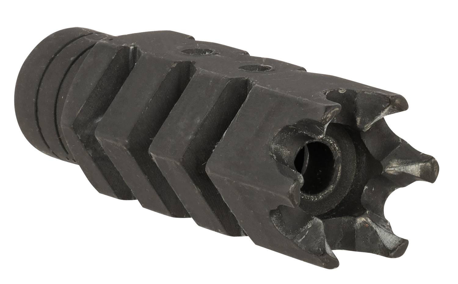 ATI Outdoors A5102251 Shark Muzzle Brake  Black Oxide Steel with 1/2″-28 tpi Threads for .223 Cal/5.56 AR-15