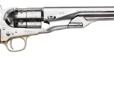 Pietta PF60OS448 1860 Army “Old Silver” 44 Cal 8″ 6rd Old Silver Steel Frame, Cylinder & Round Barrel w/Walnut Grip