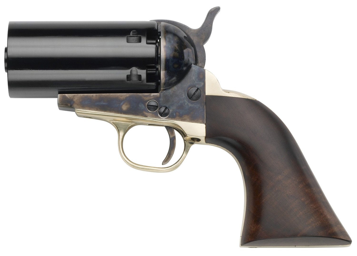 Pietta PF51PEPPER36 1851 Navy “Yank” Pepperbox 36 Cal 6rd Color Case Hardened Frame, Walnut Grip, No Barrel