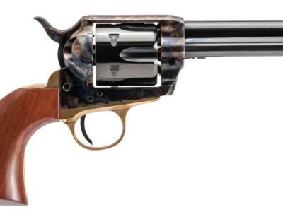 Cimarron PPP9MM Pistolero  9mm Luger 6 Shot, 4.75″ Blued Barrel & Cylinder, Color Case Hardened Frame, Walnut Grip