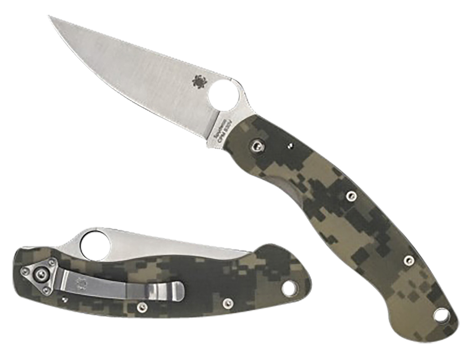 Spyderco C36GPCMO Military  4″ Folding Clip Point Plain Stonewashed CPM S30V SS Blade/ Digital Camo G10 Handle Includes Pocket Clip