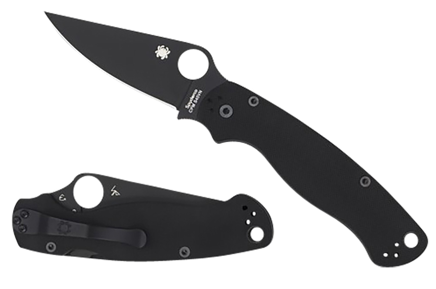 Spyderco C81GPBK2 Para Military 2  3.42″ Folding Plain Black DLC CPM S45VN SS Blade/Black Textured G10 Handle Includes Pocket Clip