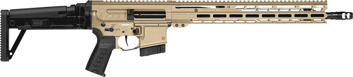 CMMG 60AA90CCT Dissent MK4 6mm ARC 10+1 (2) 16.10″, Coyote Tan Rec/15″ M-Lok Handguard, Side Charging Handle, Black Side Folding Stock & Zeroed Grip, Muzzle Brake, 60/90 Ambi Safety, Adj. Gas Block