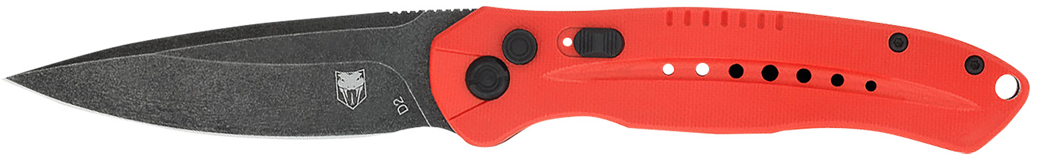 CobraTec Knives REDDIABLOAUTO Diablo  3.50″ Folding Black Stonewashed D2 Steel Blade, 4.75″ Red Textured G10 Scales Handle