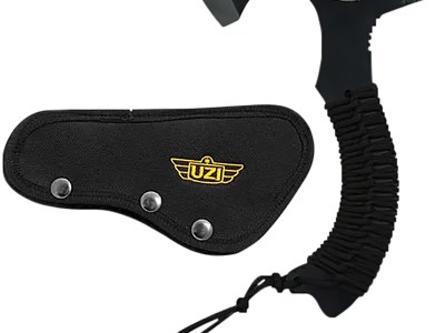 Uzi Accessories UZKAXE5 Throwing Axe  7″ Plain Stainless Steel Blade, Black Paracord Wrapped Stainless Steel Handle 12.20″ OAL