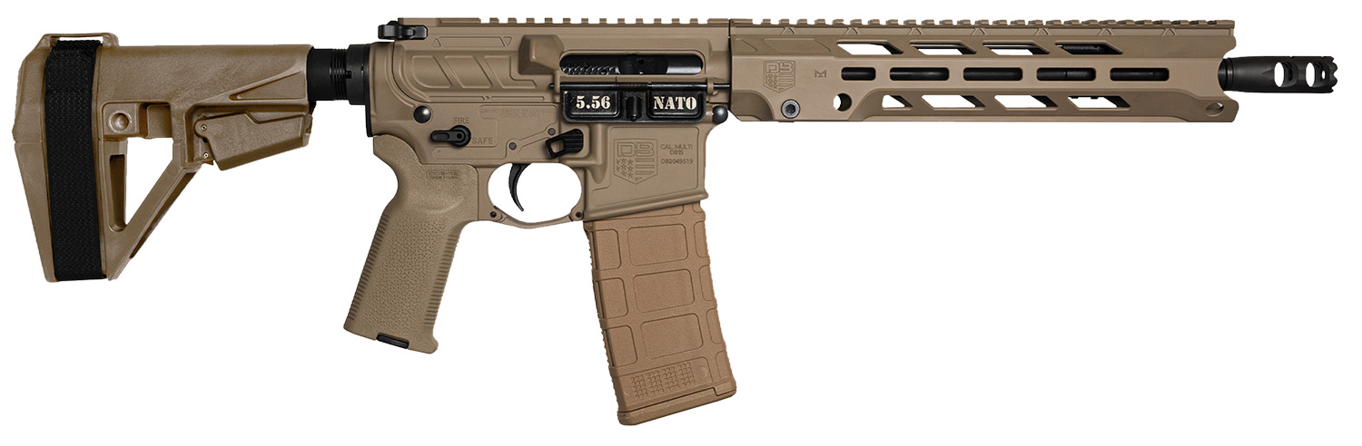 Diamondback DB1984K061 DB15 Obsidian 5.56 NATO 30+1 11.50″ Black Nitride 11″ M-LOK Handguard SBA5 Brace Magpul MOE K2 Grip