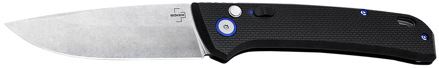 Boker 01BO920 FRND  3.35″ Drop Point Plain Stonewashed D2 Steel Blade 4.52″ Black Grivory Handle