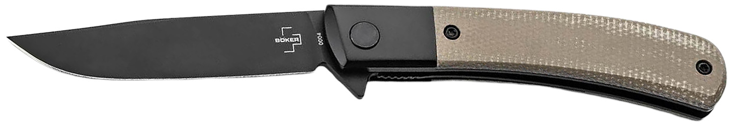 Boker 01BO931  Modern Gentleman 2.95″ Plain Black Nitro-V Blade Green Micarta Handle