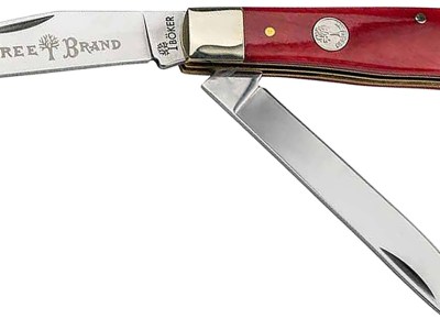 Boker 110830 Trapper  Plain D2 Steel Blade Smooth Red Bone Bone Handle