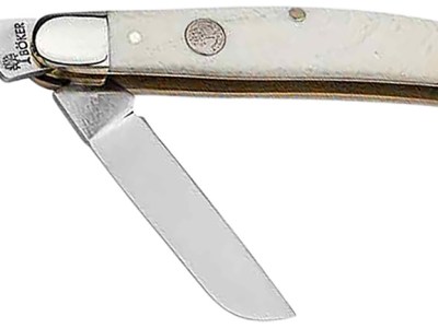 Boker 110854 Stockman Traditional Medium Clip Point/Sheepsfoot/Spey Plain D2 Steel Blade Smooth White Bone Handle