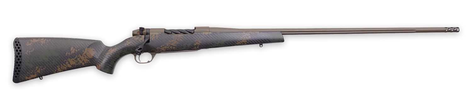 Weatherby MBC20N28NOR8B Mark V Backcountry 2.0 28 Nosler 3+1 28″ Patriot Brown Cerakote Fluted Barrel/Peak 44 Blacktooth Carbon Fiber w/ Dark Green/Brown Sponge Stock