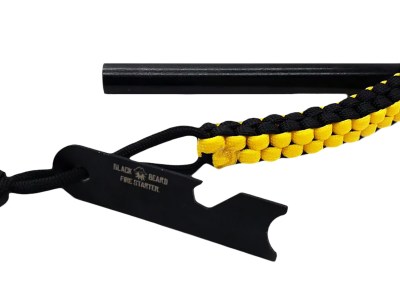 Black Beard Fire Starters FR Ferro Rod  Black/Yellow 7′ Long