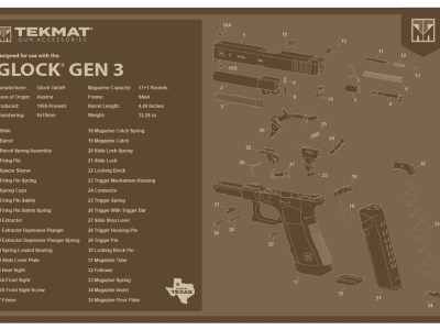 TekMat TEKR17GLOCKG3FDE Glock Gen 3 Cleaning Mat Flat Dark Earth Rubber 11″x17″ Glock Gen 3 Parts Diagram