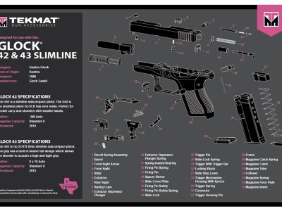TekMat TEKR17GLOCKG3PNK Glock Gen 3 Cleaning Mat Pink Rubber 11″x17″ Glock Gen 3 Parts Diagram