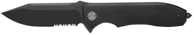 Sig Sauer Knives VA9BBS Validus  3.78″ Folding Drop Point Part Serrated Black PVD M390 Steel Blade, 4.76″ Black Textured G10 Handle