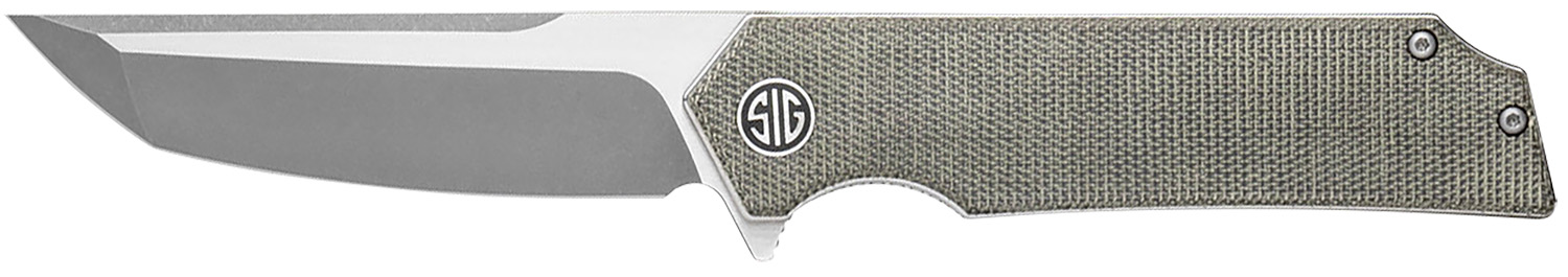 Sig Sauer Knives TS8SG Tsuru  3.30″ Folding Tanto Plain Satin 154CM SS Blade, 4.20″ Green Canvas Micarta Handle