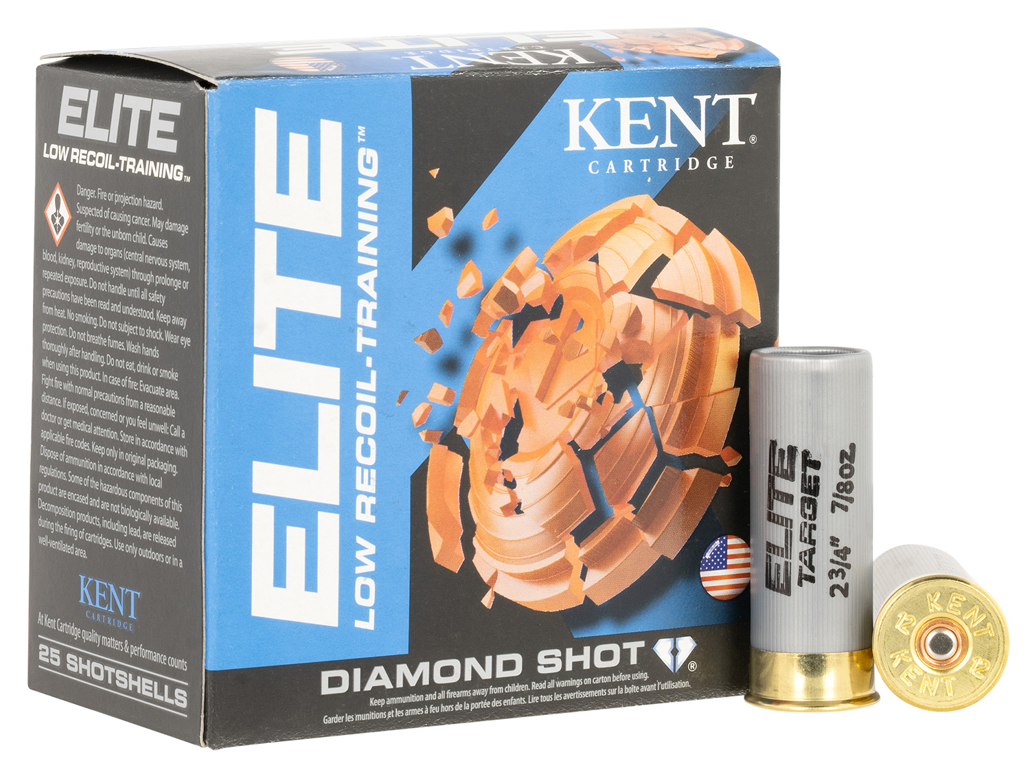 Kent Cartridge E12LB248 Elite  12Gauge 2.75″ 7/8oz 8Shot 25 Per Box/10 Case