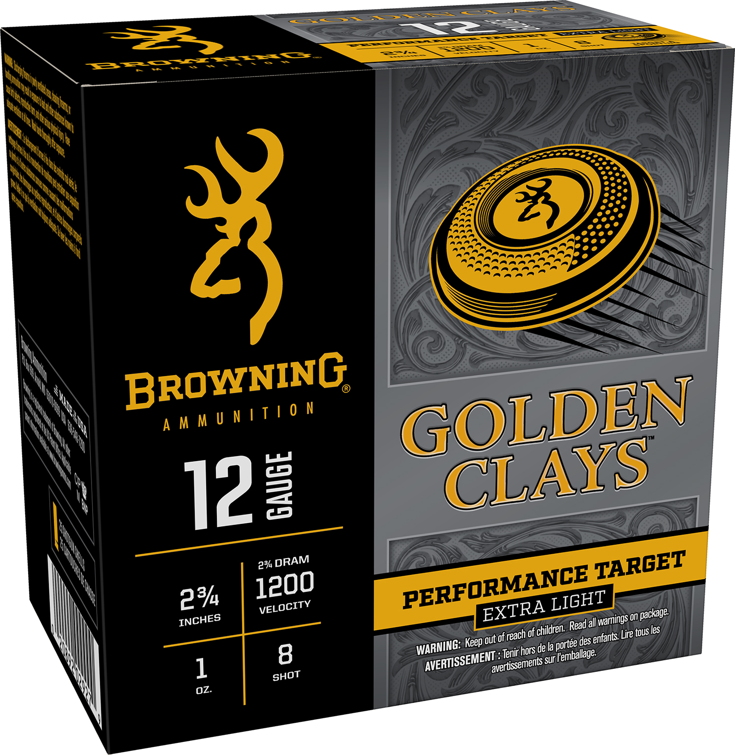 Browning Ammo BGC12L8 Golden Clays  12Gauge 2.75″ 1oz 8Shot 25 Per Box/10 Case
