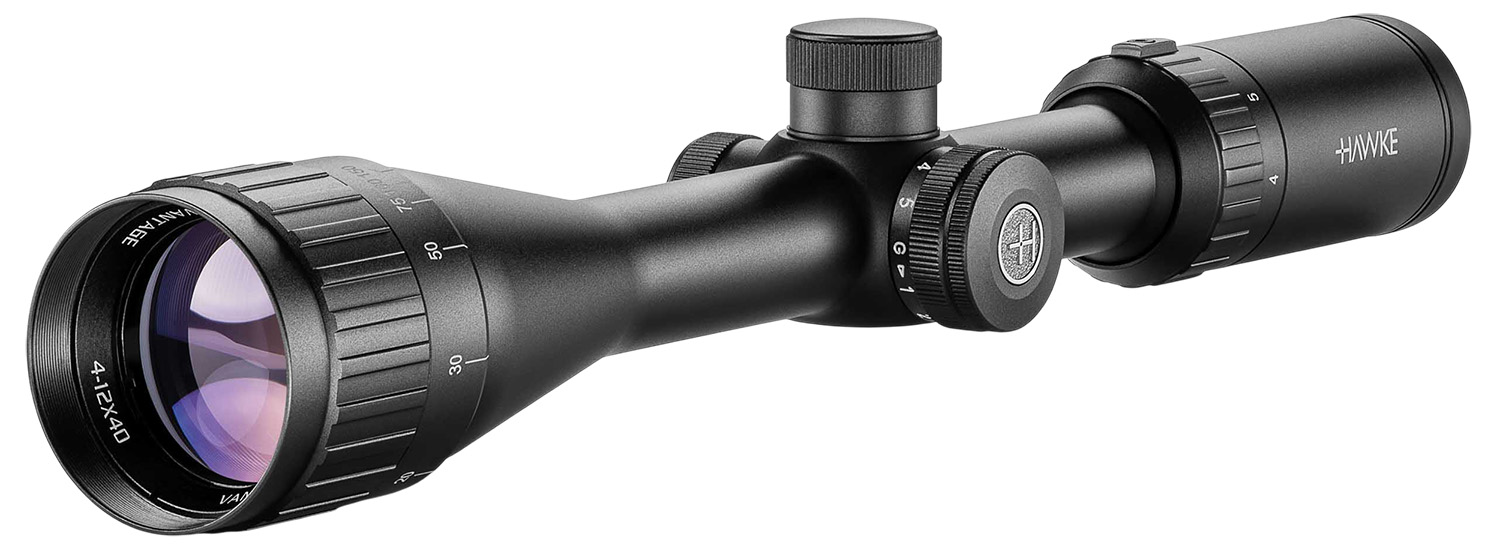 Hawke Sport Optics 14241 Vantage IR Riflescope Black 4-12x40mm 1″ Tube Illuminated Red/Green Rimfire 17 HMR Reticle