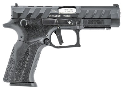 Grand Power 8588005808668 Q100 Mk23 9mm Luger 15+1 4.25″ Stainless Rotating Barrel, Black Steel Optic Ready/Serrated Slide, Black Steel Frame w/Accessory Rail & Beavertail, Textured Grip