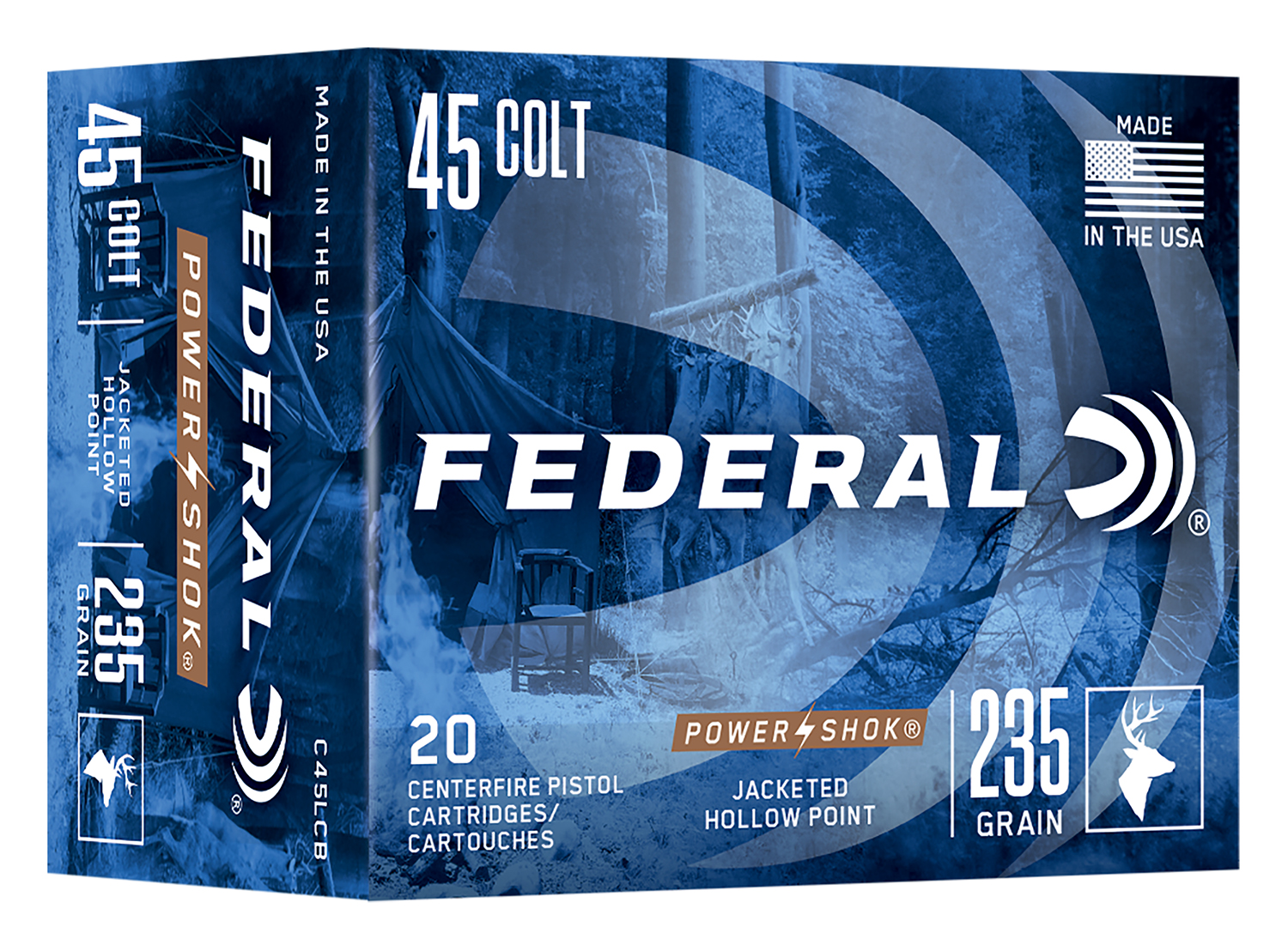 Federal C45LCB Power-Shok  45Colt 235gr Jacketed Hollow Point 20 Per Box/10 Case