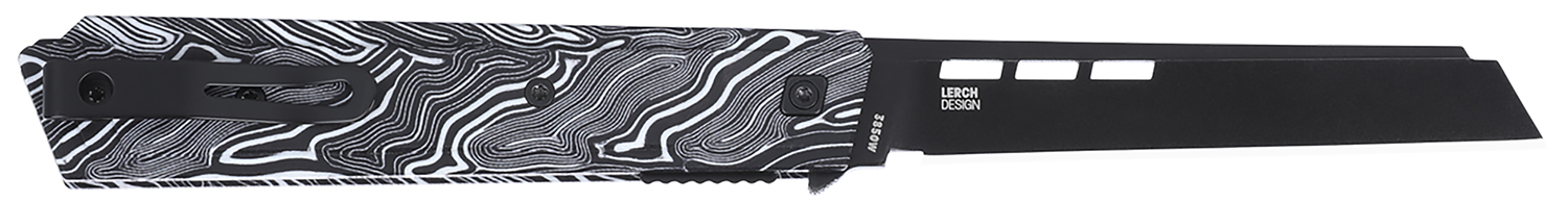 CRKT 3850W Zephyr 3.22″ Sheepsfoot Plain Black TiNi 14C28N Steel Blade, Marbled Black/White G10 Handle