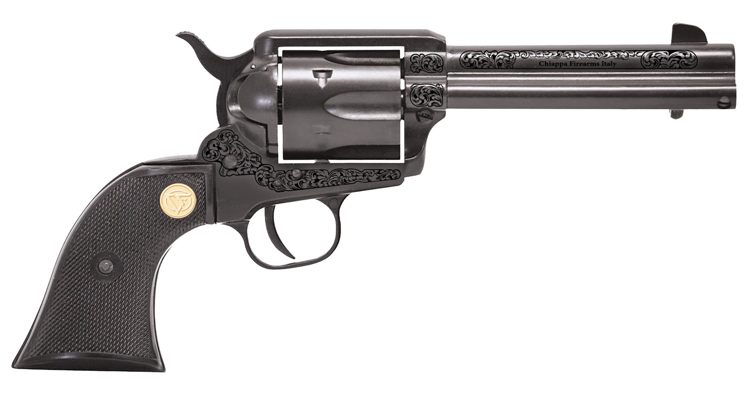 Chiappa Firearms 340340 1873  22 LR 6 Shot 4.75″ Black Engraved Barrel, Black Cylinder, Black Engraved Alloy Frame, Black Plastic Grip, Exposed Hammer