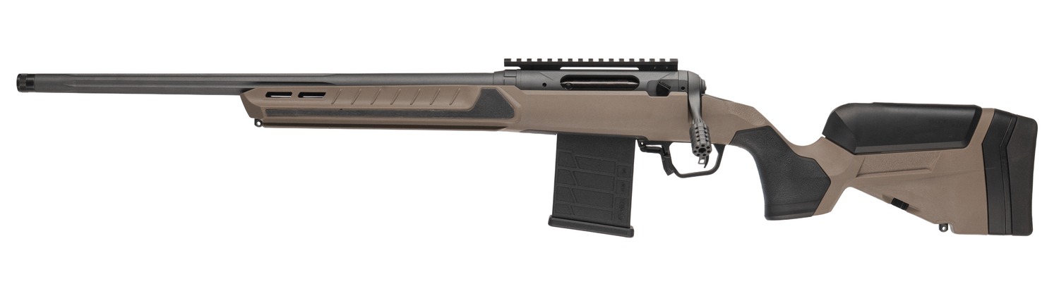Savage Arms 32689 110 Core Tactical Full Size 308 Win 10+1 20″ Medium Heavy Fluted Barrel, Arca Rail Forend, Coyote Tan AccuStock w/AccuFit V2 Synthetic Stock, Left Hand