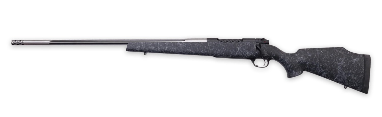 Weatherby MAM01N7MMPL8B Mark V Accumark Full Size 7mm PRC 3+1 26″ Spun Stainless w/Graphite Black Cerakote Fluted Threaded Barrel, Graphite Black Cerakote Steel Drilled & Tapped Receiver, Matte Black