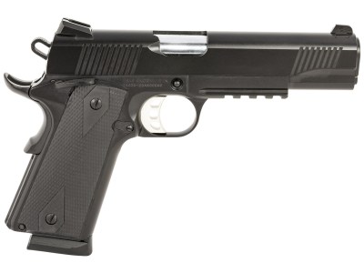 Tisas Arms 10100531 1911 Duty 9mm Luger 9+1 5″ Stainless Barrel, Black Cerakote Carbon Steel Serrated Slide & Frame w/Picatinny Rail, Black Rubber Grip
