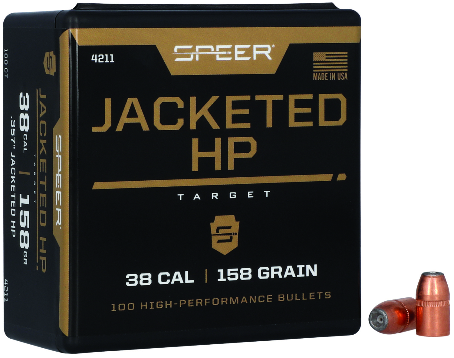 Speer 4211 Handgun  38Cal 158gr Jacketed Hollow Point 100 Per Box/5 Case