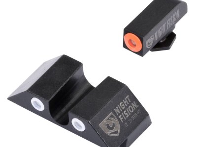 Night Fision GLK001007OGW Tritium Night Sights For Glock  Green Tritium Orange Outline Front Sight- Green Tritium White Outline Rear Sight Glock 17/17L/19/22